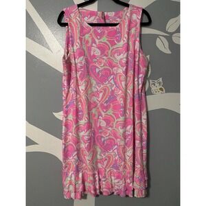 Lulu B Geometric Print Sleeveless Shift Dress Women's  Size XL Ruffle Hem